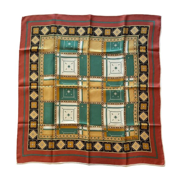 Vintage Christian Dior Silk Scarf – Geometric Tile Print - Picture 1 of 15